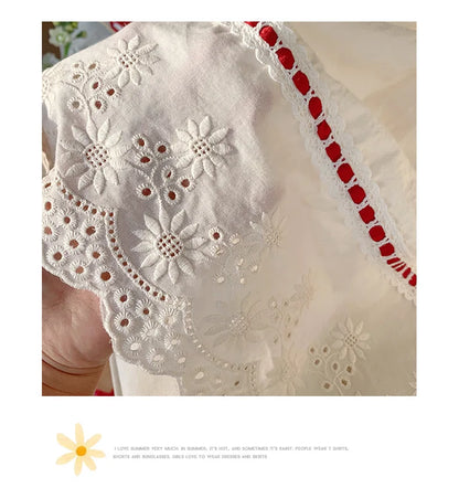 Summer Girl Dress New Fashion Versatile Summer Dress Exquisite Sweet Lace Girl Clothes Simple Ruffled Princess Skirt Ropa Niña