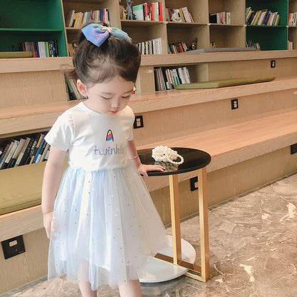 New Children's Dresses Summer Thin Baby Short-Sleeved Yankee Princess Dresses Girls Sarong Girls Skirt Girls Summer Dresses