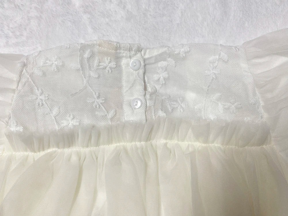 New Baby Dresses Autumn Children's Dresses Girls'dresses With Flowers Yarn Tulle Puffy Sleeve Jasmine Princess Party 1-7 Years
