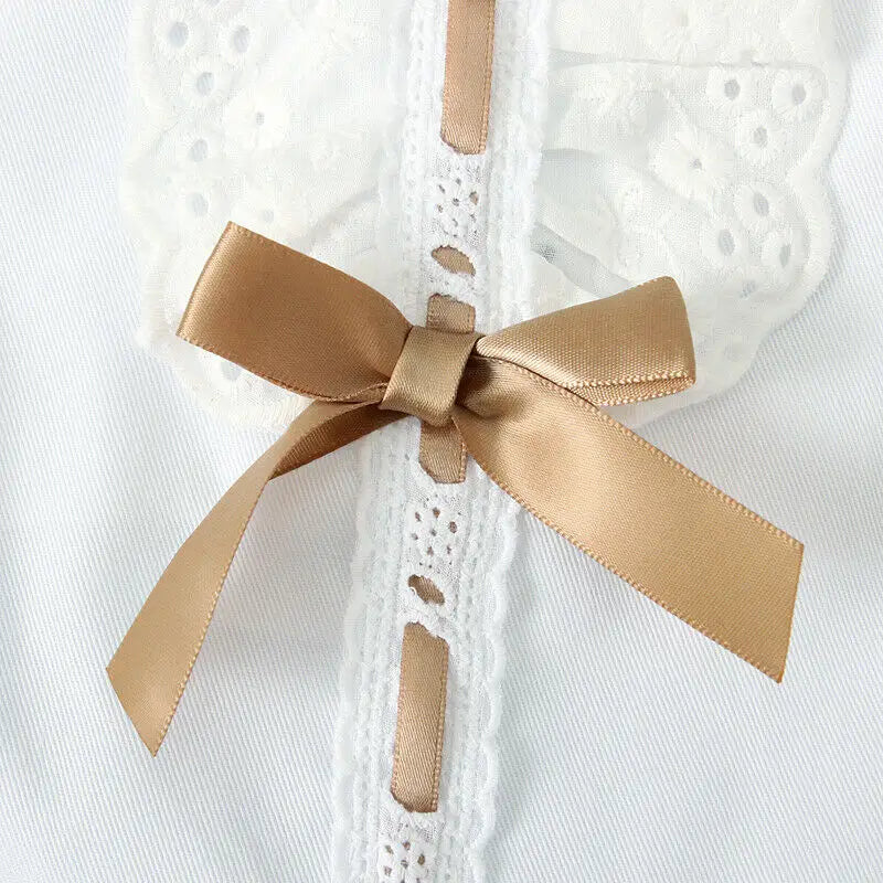 0-24 Months Newborn Infant Baby Girls Dress White Princess Lace Bowknot Sleeveless Dress Headband Clothes Outfit Sets