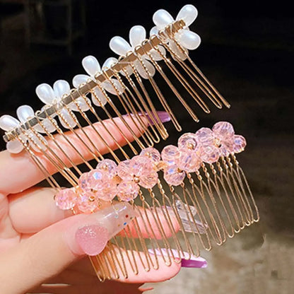 Elegant Girl's Gift Hair Accessories Arylic  Hair Comb Children Flower Hairpin Imitation Pearl Hair Claw Crystal Hair Clip