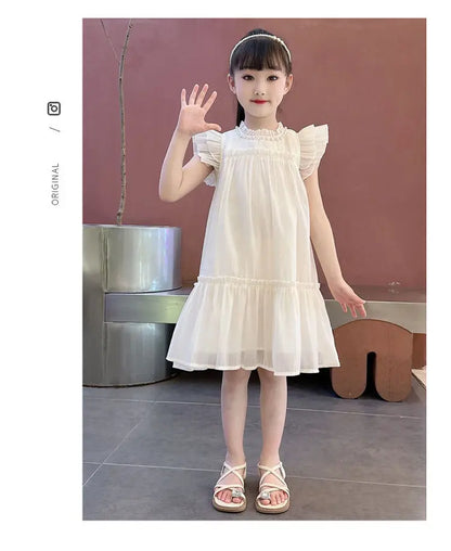 Girls Summer Dresses Solid Color Dress for Girl Sleeveless Children Dresses Casual Style Costumes for Girls 4 6 8 10 11 12 Years