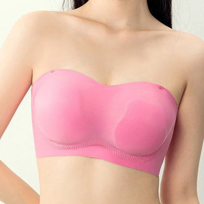 Sexy Strapless Tube Top Flower Cup Design Invisible Bras Non-marking Smooth Women Underwear Non Slip Push Up Bralette BCD Cup