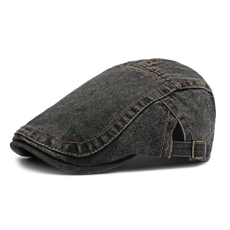 Men's Denim Beret Newsboy Hat Spring Summer Unisex Flat Cap Cabbie Driving Ivy Hats Retro Casual Baseball Cap Adjustable