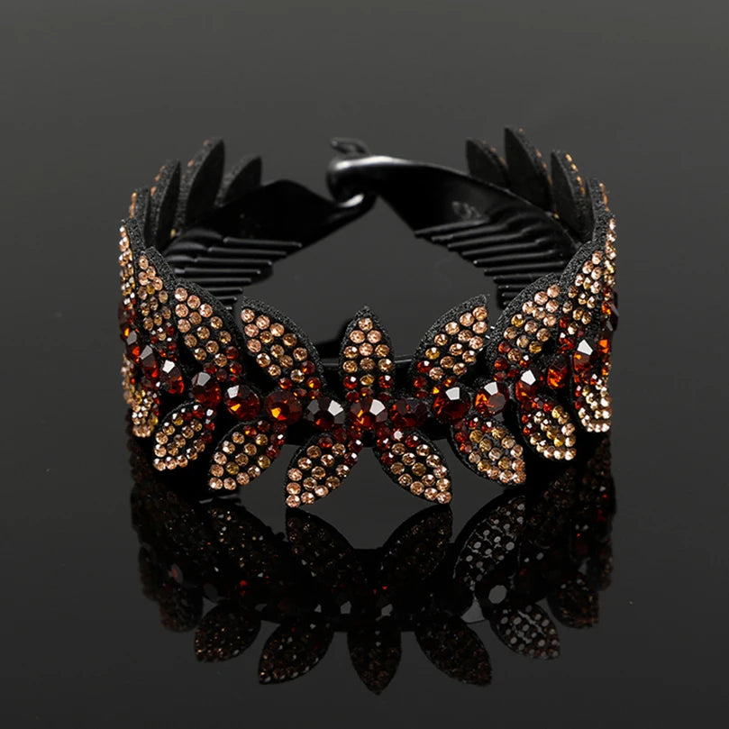 AWAYTR Fashion Rhinestone Hair Claws Ponytail Holder Hairpin Women Crystal Bird Nest Twist Clip Bun Hair Clip Hair Accessories