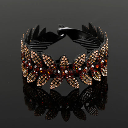 AWAYTR Fashion Rhinestone Hair Claws Ponytail Holder Hairpin Women Crystal Bird Nest Twist Clip Bun Hair Clip Hair Accessories