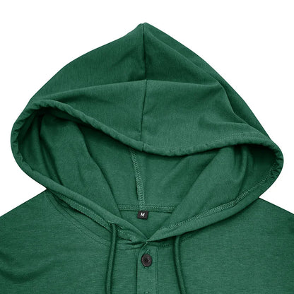 Men's Short-sleeved T-shirts for Sports and Fitness American-style Henley Shirt Hooded Top