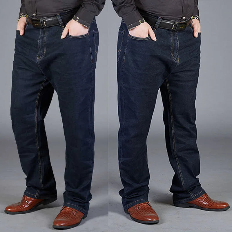 Oversized Jeans For Men 10XL(50 Inch) - Plus Size Straight Leg Stretch Pants Blue Big & Tall Streetwear Classic 5 Pocket Design