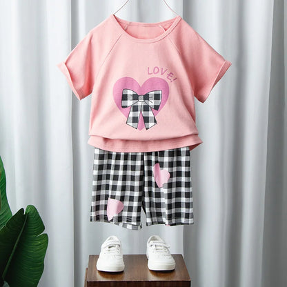 Summer Cartoon T-Shirt+Shorts 2-Piece Clothing Set Cotton Kids Boys Girls Casual Tracksuit Clothes Suits Outdoor Fashion 2-12Y