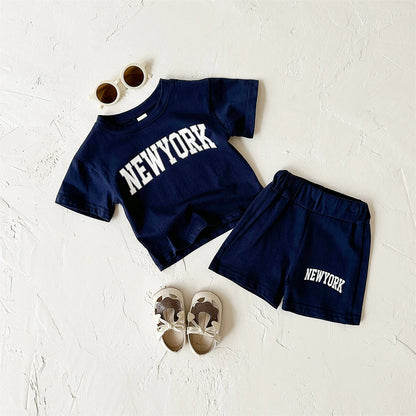 Summer Hot Baby Boys Clothes Pure Cotton Short Sleeved+Shorts Set Letter Printed T-shirt Sports Set Baby Girl Newborn 2PCS