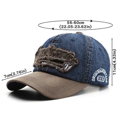 Embroidery Letters Denim Baseball Cap For Men Women Fashion Patchwork Sunshade Peaked Hat Hip Hop Cotton Dad Trucker Caps