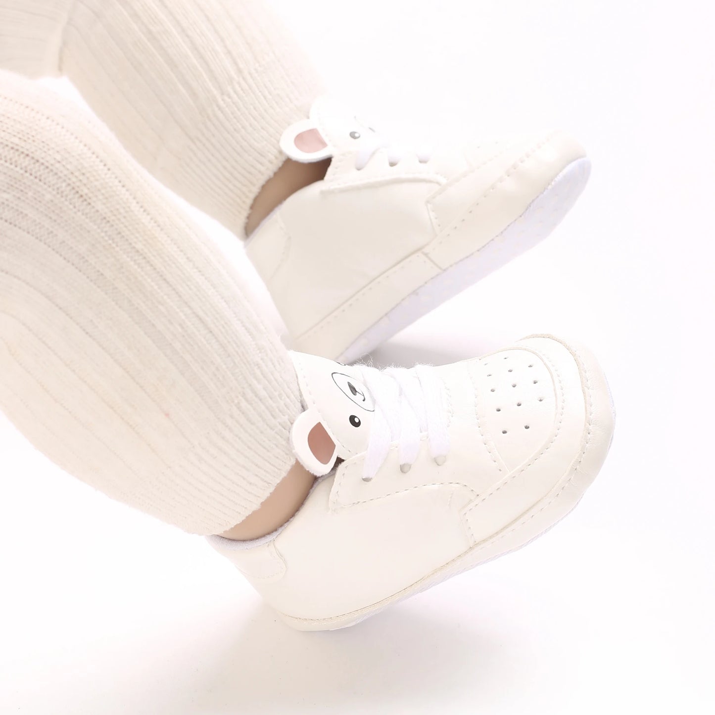NEW Baby Shoes Newborn Boys Sneaker Girls Cartoon First Walkers Kids Toddlers Lace Up PU Leather Soft Soles Sneakers 0-18 Months