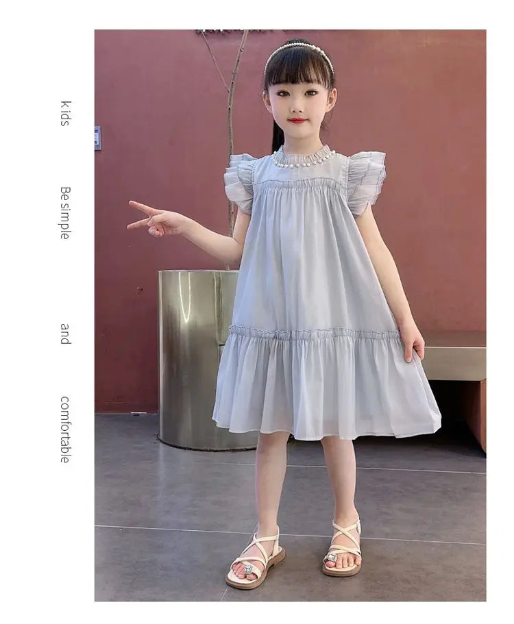 Girls Summer Dresses Solid Color Dress for Girl Sleeveless Children Dresses Casual Style Costumes for Girls 4 6 8 10 11 12 Years