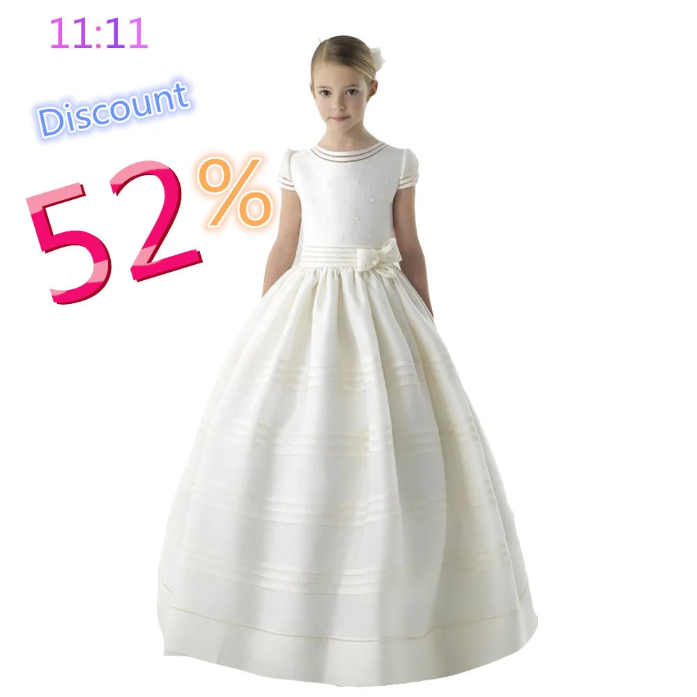 Flower Girl Dresses For Wedding Junior Bridesmaid Vintage Kids Evening Birthday Party Princess Gown Lolita First Communion