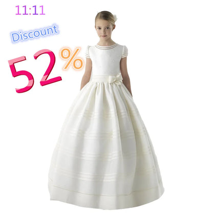 Flower Girl Dresses For Wedding Junior Bridesmaid Vintage Kids Evening Birthday Party Princess Gown Lolita First Communion