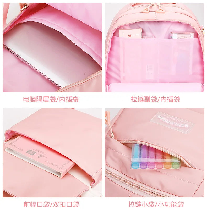 New Anti-splashing High-quality Middle High School Student Schoolbag Girls Large-capacity Burden-reducing Children's Backpack