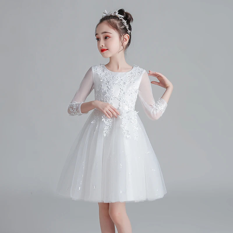 Girls Dress New Design Tail Evening Bridesmaid Wedding Casual Elegant New Year Princess Children Party Dress