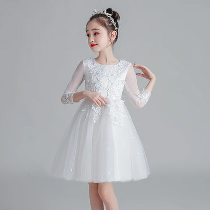 Girls Dress New Design Tail Evening Bridesmaid Wedding Casual Elegant New Year Princess Children Party Dress