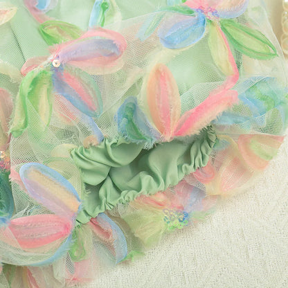 Girl Clothing 2025 Summer Girl Clothes Children Colorful Flower Princess Dress Kids Cute Sweet Birthday Party Holiday Dresses