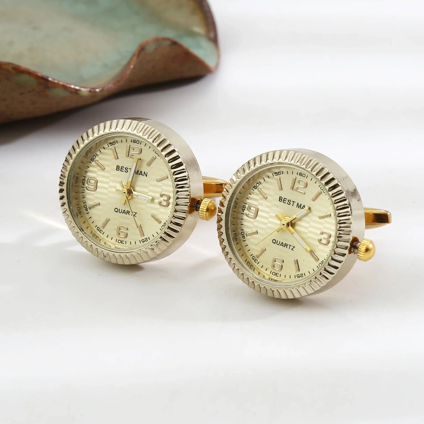 Men's French Watches Cufflinks Fashion Luxury Mens Business Wedding Shirts Accessories Gifts High-end Turnable Clocks Cuff Links
