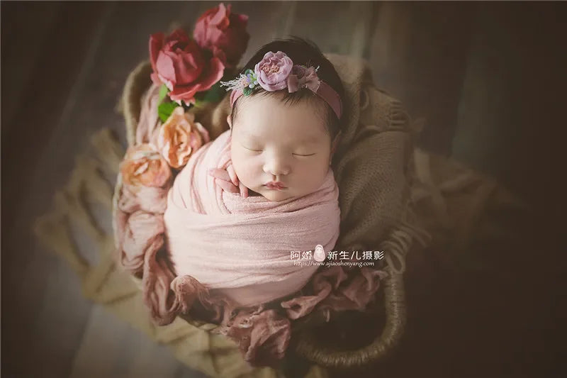 Newborn Photography Props Wrap Baby Blanket Soft Stretchable Cotton Swaddling Photography Backdrop Babies Accessories
