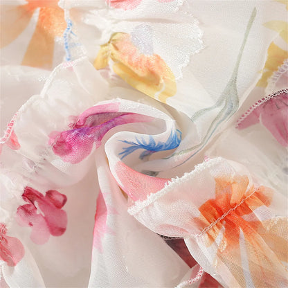 Summer Girls' Dress Strap Chiffon Cool Beach Skirt Beautiful Fragmented Flower Ladies Fashion Bow Sleeveless Skirt