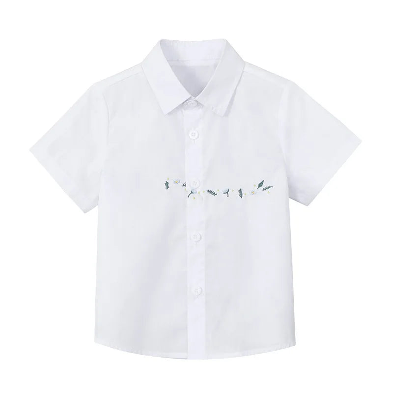 Summer Children Boys Suit Set Stylish Flower 1-10Y Boys Formal Wedding Suit Outfit Spliced Kids Baby Boys Vest Shirt Shorts Suit