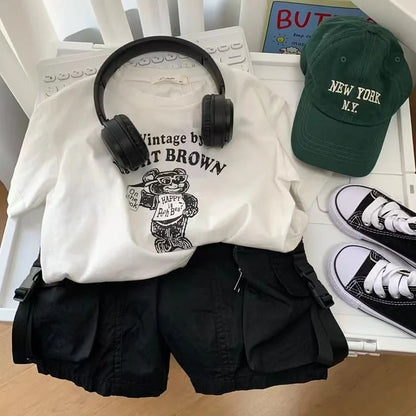 Summer Boys Short Pants Leisure Boys Shorts With Pocket Decoration Calf-Length Trousers For Kids 2024 New