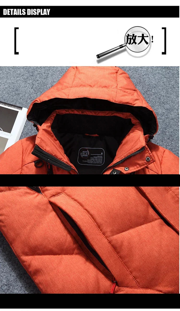 '-20 Degree Winter Down Coat Men White Duck Down Parkas Jacket Mens Thick Warm Snow Parka Jacket Overcoat Windbreaker Warm Parkas  (Available)