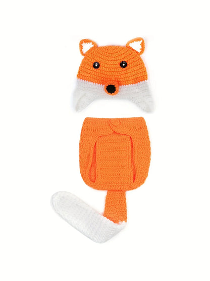Newborn Photography Outfits Clothes Fox Costume Boy Girl Dress Romper Outfit Baby Handmade Hat Pants Photo Cosplay Photo Props