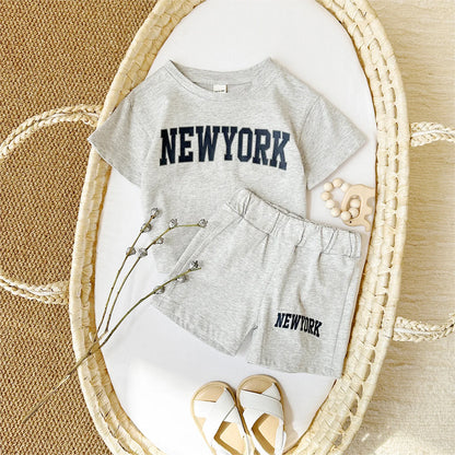 Summer Hot Baby Boys Clothes Pure Cotton Short Sleeved+Shorts Set Letter Printed T-shirt Sports Set Baby Girl Newborn 2PCS
