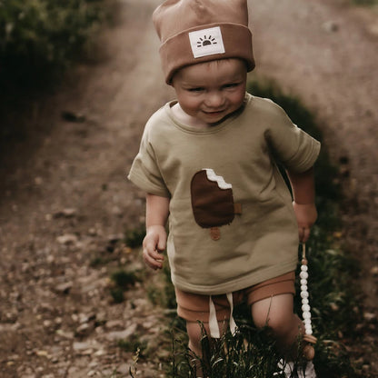Summer Boys  Girls Clothing Solid Color Shorts T-shirt Casual  Ice Cream Rainbow Pattern Cotton Comfortable 6M-3Y