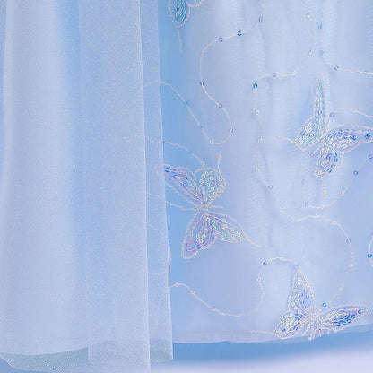 Children's Party Dresses For Girls Elegant Cinderella Princess Dress Kids Girl Butterfly Blue Evening Dress Sequin Prom Dress