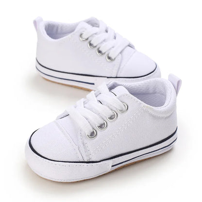 Somenie Newborn Baby Shoes for Spring Autumn Boys Girls Canvas Shoes for 0-1 Year Old Babies Soft-Soled Toddler Shoes with Laces