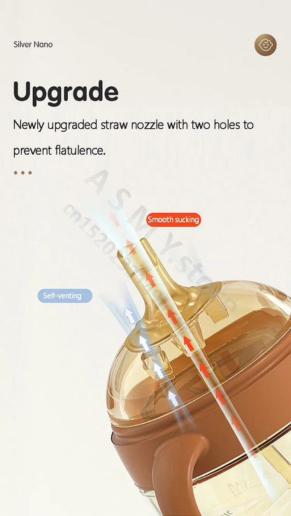 Newborn baby bottle/wide mouth break bottle/nano nipple/drinking nipple/duck nipple/learning drinking cup/big baby bottle