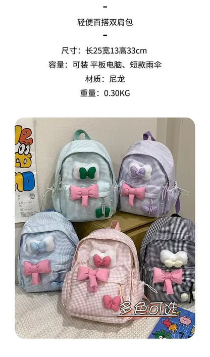 School Bag Bow Tie Schoolbag Japanese Style Instagram, College Student Backpack Fresh And Versatile Cute Backpack For Girls Gift