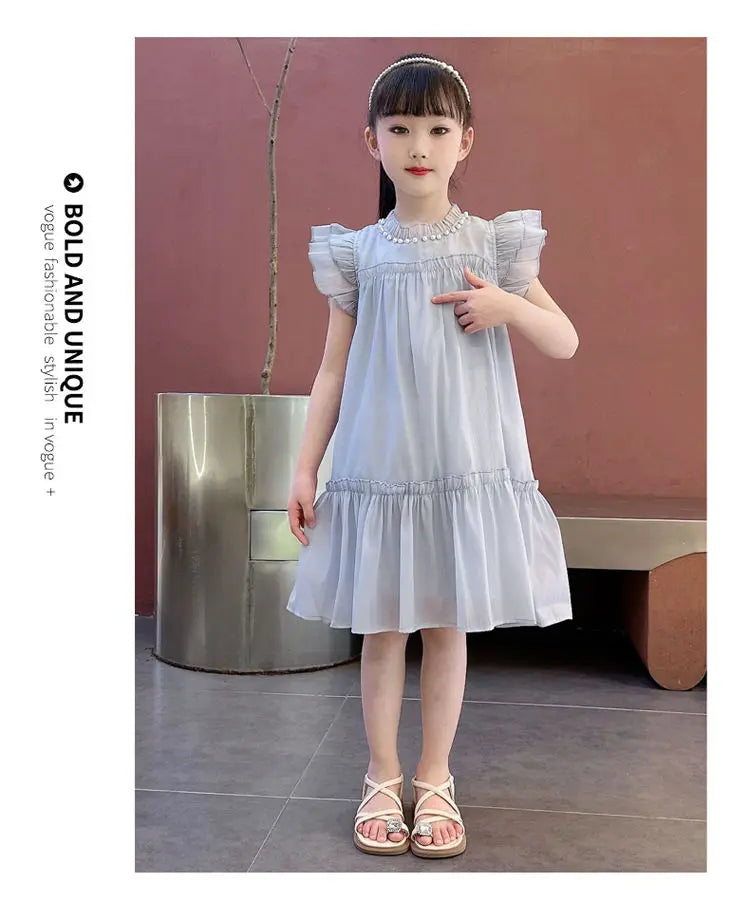 Girls Summer Dresses Solid Color Dress for Girl Sleeveless Children Dresses Casual Style Costumes for Girls 4 6 8 10 11 12 Years
