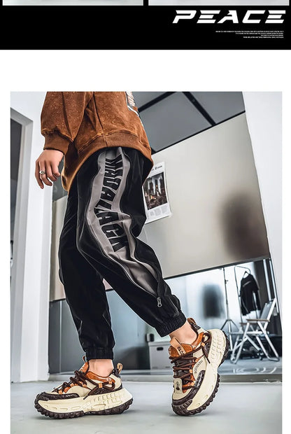 New Thick Soled Height Increasing Men's Casual Shoes 2025 Spring Color Blocked Comfortable Fashion Trend Low Cut Chunky sneakers (Available)