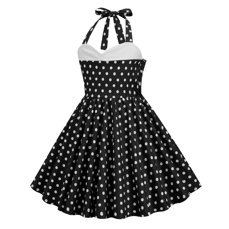 European and American girls' dressnew style halter polka dot retro children's dress, party carnival children's performance dress
