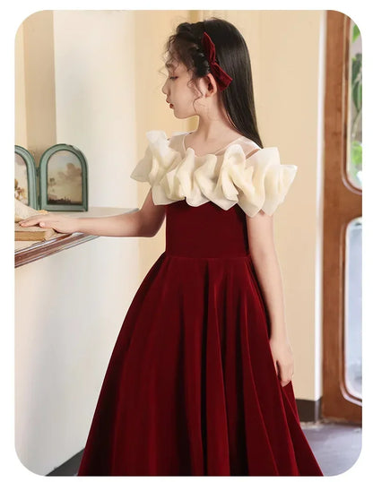 2025 New Party Dresses for Girls Teenage Girl Luxurious Evening Dress Kids VintageNew Years for Eids Quinceanera Red Ball Gown