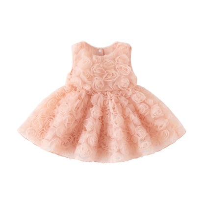Toddler Kids Dresses for Girls Roses Flower Summer Pinafore Dress Princess Baby Clothes