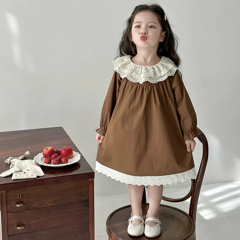 Girls' Dress Spring and Autumn 2025 New Children's Foreign Spring Dress Long Sleeve Skirt Spring Girl Princess Dress