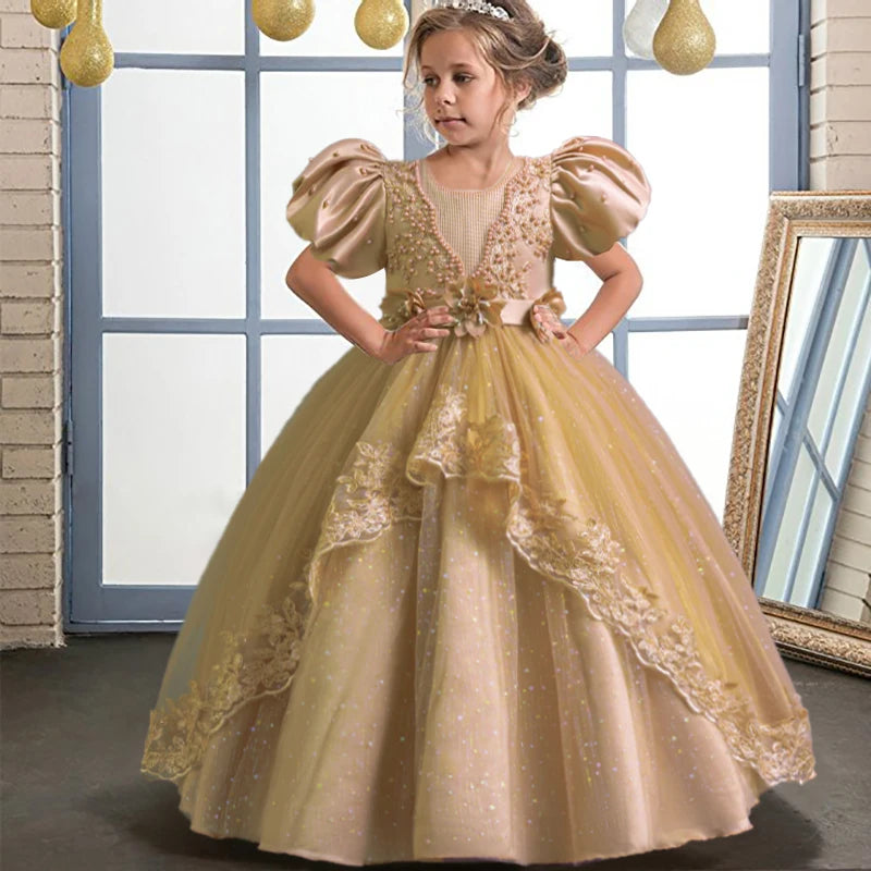 New Gorgeous Girls Party Dress Opening Ceremony Clothing Halloween Performance Dance Princess Skirt 4-12T Christmas dress