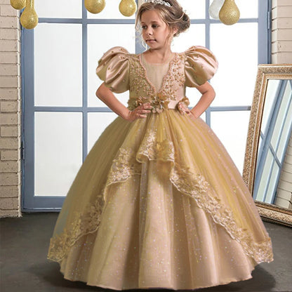 New Gorgeous Girls Party Dress Opening Ceremony Clothing Halloween Performance Dance Princess Skirt 4-12T Christmas dress