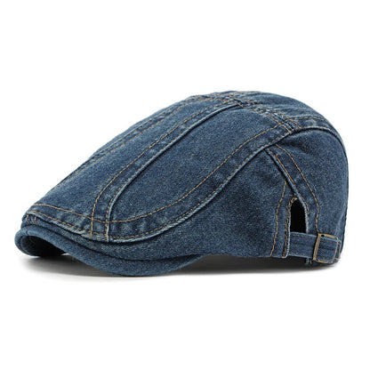 Men's Denim Beret Newsboy Hat Spring Summer Unisex Flat Cap Cabbie Driving Ivy Hats Retro Casual Baseball Cap Adjustable