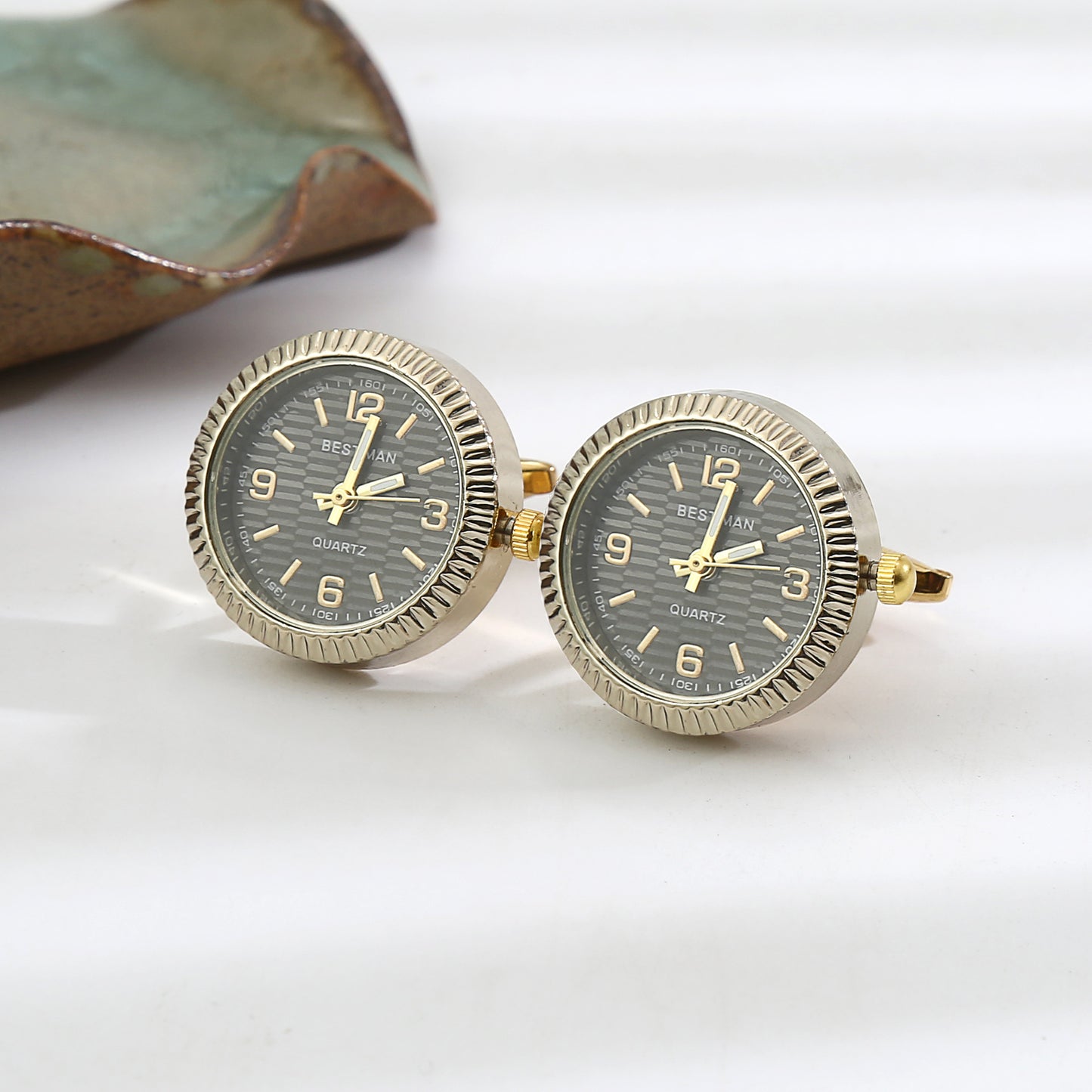 Men's French Watches Cufflinks Fashion Luxury Mens Business Wedding Shirts Accessories Gifts High-end Turnable Clocks Cuff Links