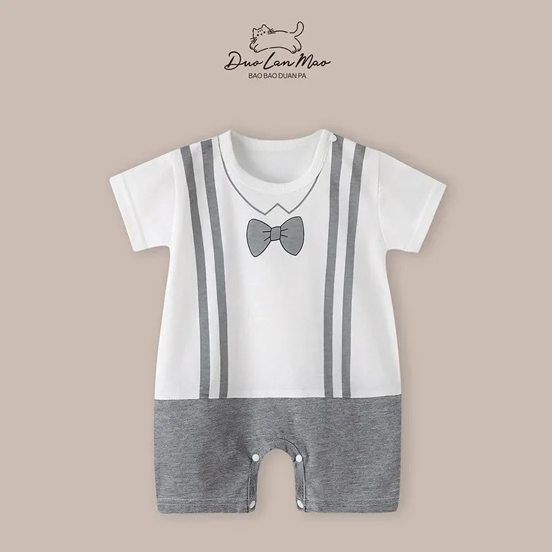 0-2 Years Baby Boys Summer Thin Cartoon Rompers Baby Girls Short Sleeve Bodysuit Newborn Infants Jumpsuit New Costume
