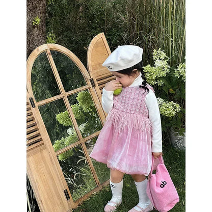 2025 Newborns Baby Dresses Sets for Girls Children's Elegant Dress forPlaid Vestidos Birthday Winter Infants Knitted Sweater