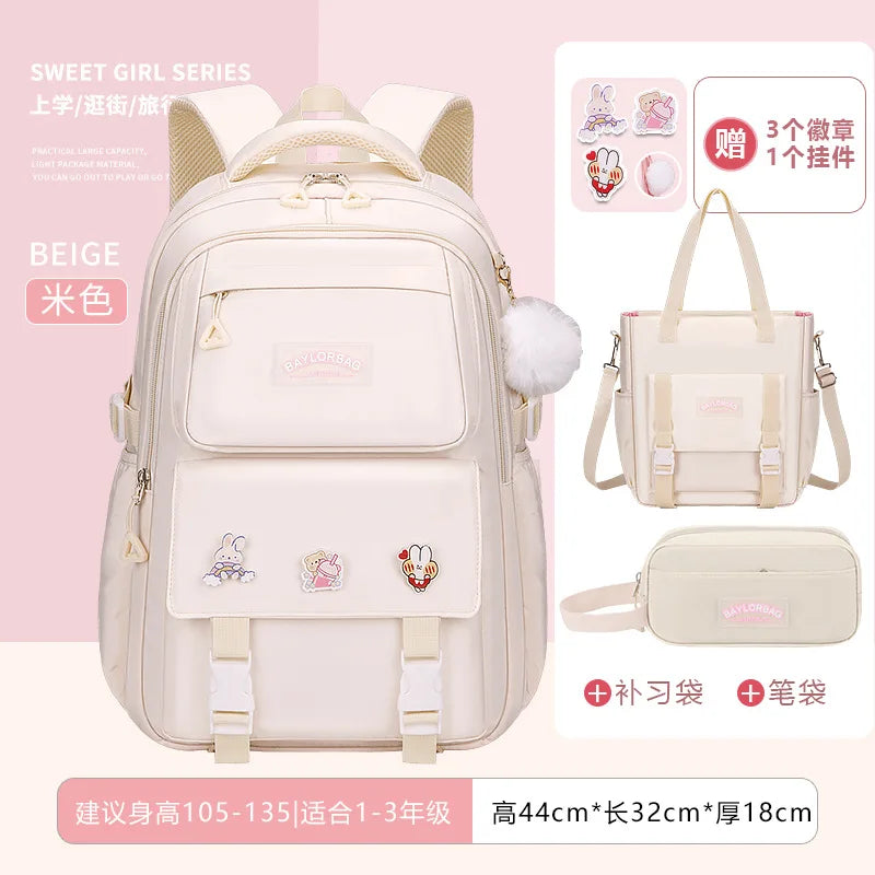 New Anti-splashing High-quality Middle High School Student Schoolbag Girls Large-capacity Burden-reducing Children's Backpack