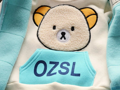 Winter Baby Boys Clothing Sets 2024 Cartoon Toddler Boys Girls Warm Hooded Coats Pants Suit Kids Thick Tracksuit Clothes Set (Stock)